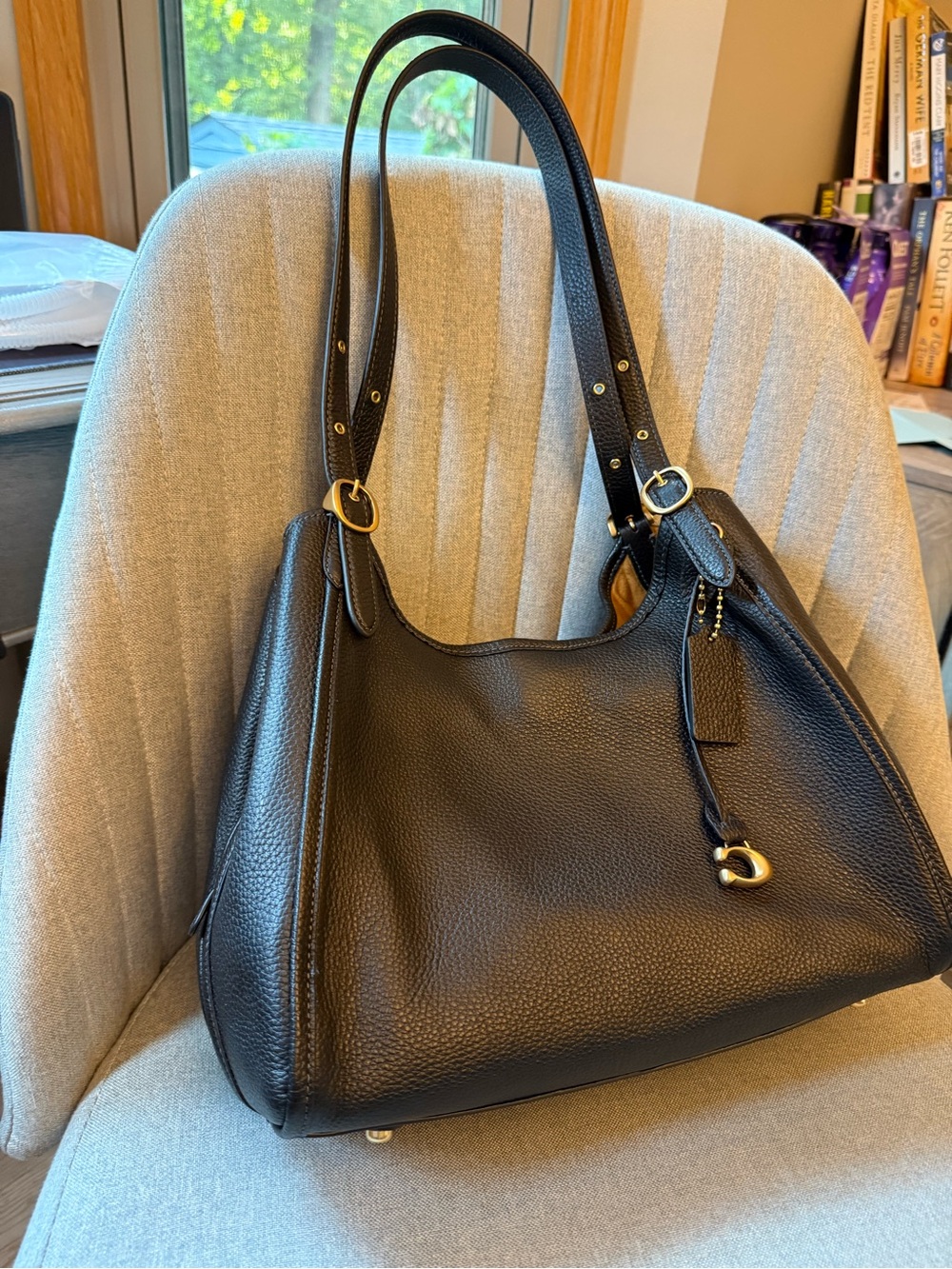 Coach Bella Shoulder Bag. Black leather